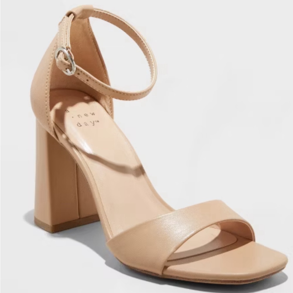 Women's Shelly Heels with Memory Foam Insole - Size 11 - A New Day - Beige